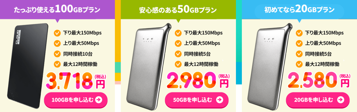 クラウドwifiの料金プラン