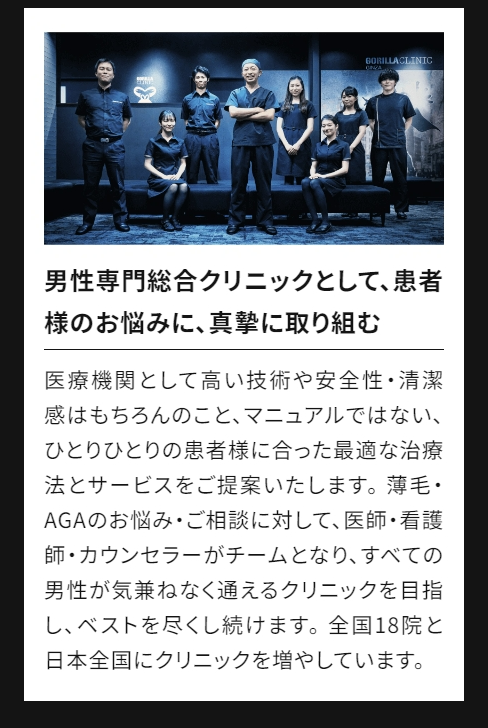 ゴリラクリニックagaの真摯な取り組み